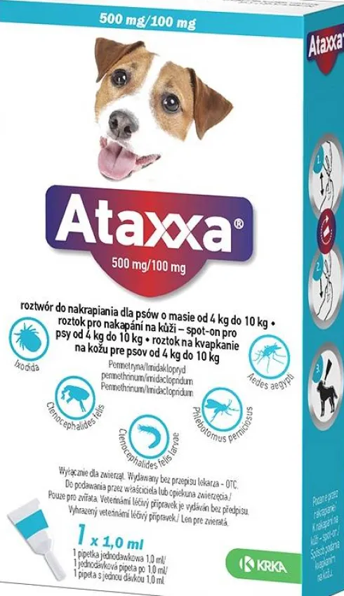 KRKA Ataxxa Krople na kleszcze i pchły dla psa 4-10kg op. 1x1,0ml