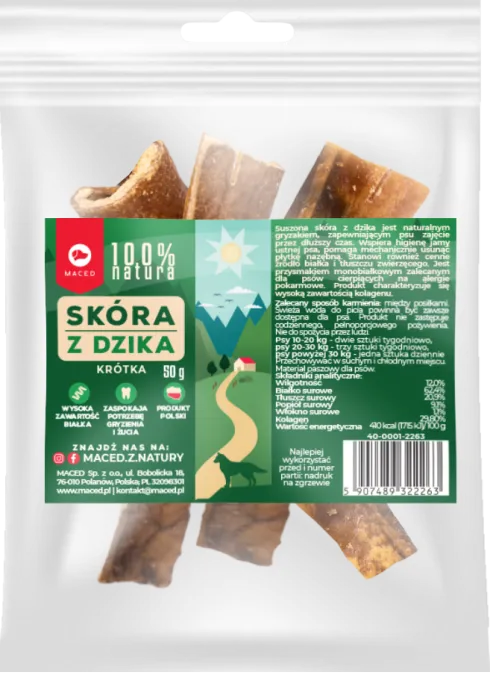 Maced Przysmak Skóra z dzika dla psa op. 50g