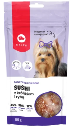 Maced Przysmak Sushi z królikiem i rybą dla psa op. 60g