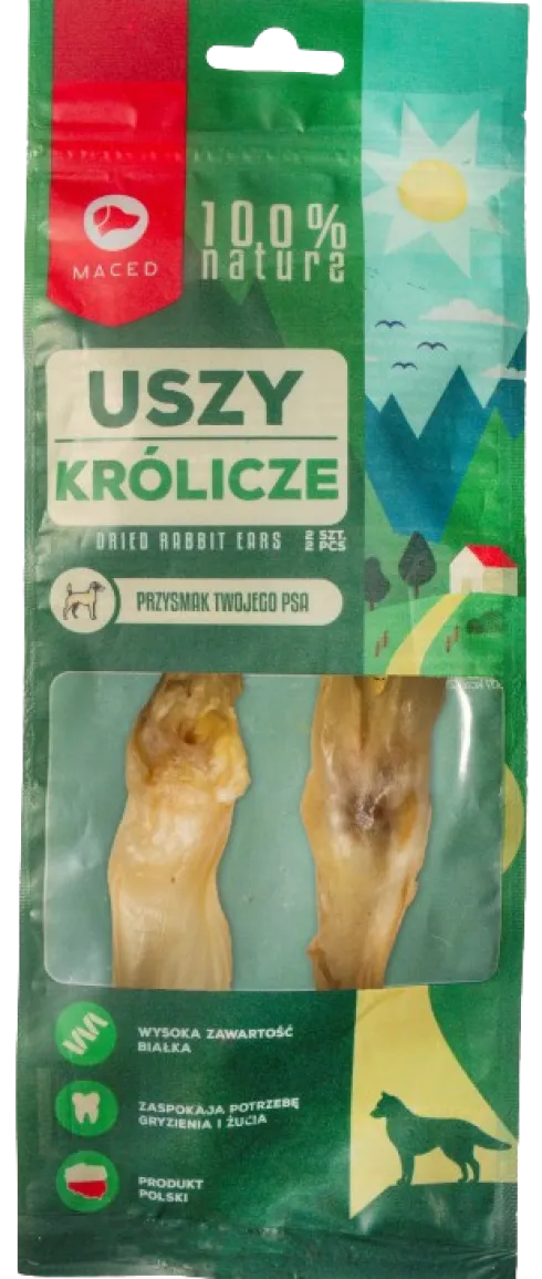 Maced Uszy suszone królicze naturalne dla psa op. 2szt