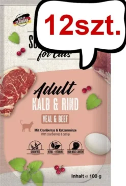 Mac's Adult Cielęcina z wołowiną Mokra Karma dla kota op. 100g Pakiet 12szt.