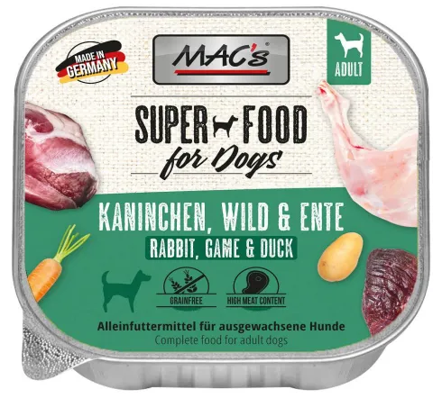Mac's Adult Królik z dziczyzną i kaczką Mokra Karma dla psa op. 150g