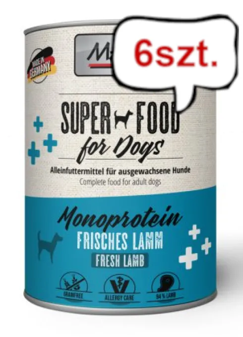 Mac's Adult Superfood Monoprotein Jagnięcina Mokra Karma dla psa op. 400g Pakiet 6szt.