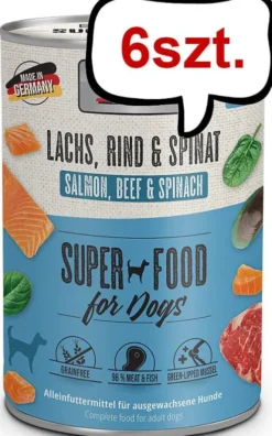 Mac's Adult Superfood Łosoś ze szpinakiem Mokra Karma dla psa op. 400g Pakiet 6szt.
