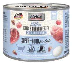 Mac's Kitten Cielęcina z kurzymi sercami Mokra Karma dla kociąt op. 200g Pakiet 6szt.