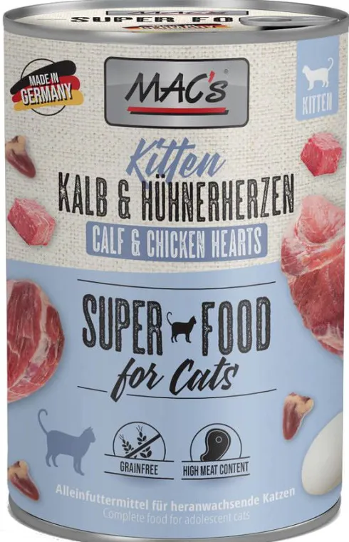 Mac's Kitten Cielęcina z kurzymi sercami Mokra Karma dla kociąt op. 400g