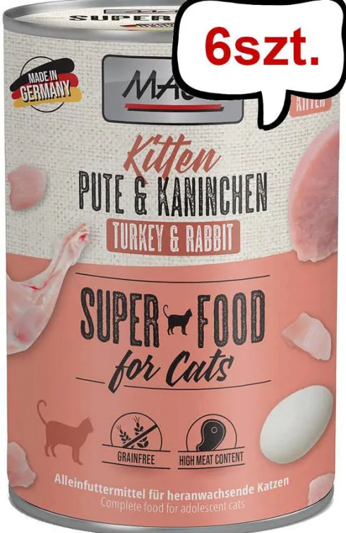 Mac's Kitten Indyk z królikiem Mokra Karma dla kociąt op. 400g Pakiet 6szt.