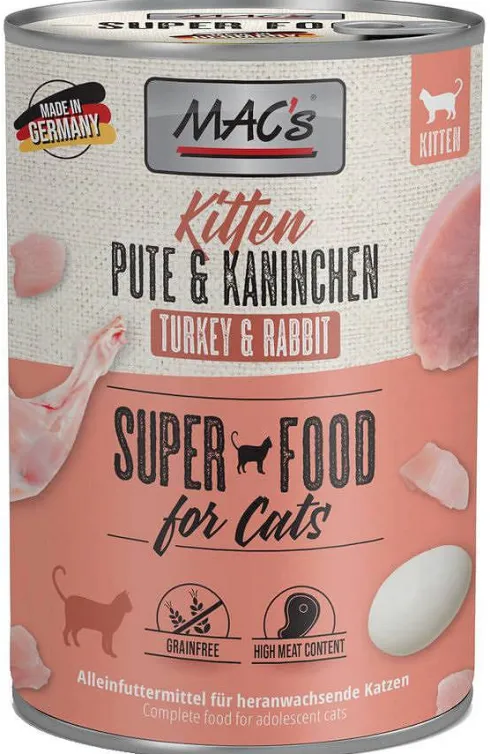 Mac's Kitten Indyk z królikiem Mokra Karma dla kociąt op. 400g Pakiet 6szt.