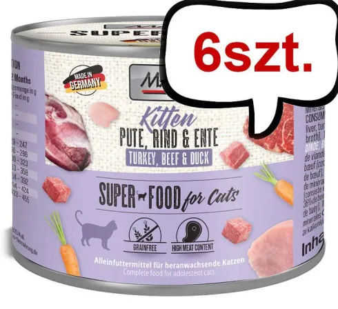 Mac's Kitten Indyk z wołowiną i kaczką Mokra Karma dla kociąt op. 200g Pakiet 6szt.