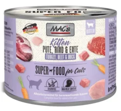 Mac's Kitten Indyk z wołowiną i kaczką Mokra Karma dla kociąt op. 200g Pakiet 6szt.