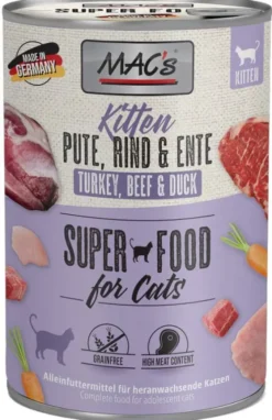Mac's Kitten Indyk z wołowiną i kaczką Mokra Karma dla kociąt op. 400g Pakiet 6szt.