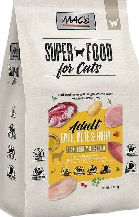 Mac's Superfood Adult Duck&Turkey&Chicken Sucha Karma dla kota op. 7kg