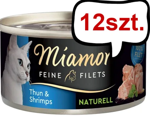 Miamor Feine Filets Naturell Adult Tuńczyk i krewetki Mokra Karma dla kota op. 80g Pakiet 12szt.