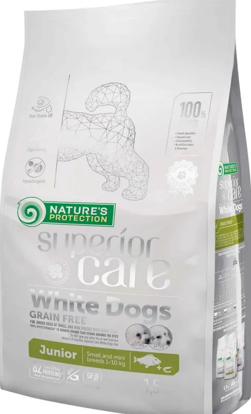 Nature's Protection Superior Care Junior Small White Fish Sucha Karma dla szczeniaka op. 1.5kg + Przysmak NP SC Snacks op.75g GRATIS