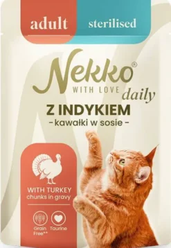 Nekko Daily Adult Sterilised z indykiem w sosie Mokra Karma dla kota op. 85g