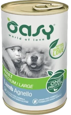 Oasy One Protein Adult Medium/Large Lamb mokra karma dla psa op. 400g Pakiet 12szt.
