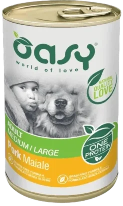 Oasy One Protein Adult Medium/Large Pork mokra karma dla psa op. 400g Pakiet 12szt.
