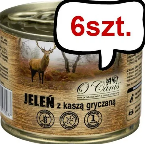 O'Canis Jeleń z kaszą gryczaną Mokra Karma dla psa op. 200g Pakiet 6szt.