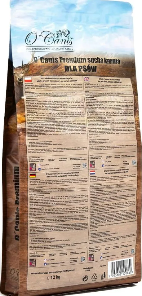 O'Canis Jeleń z prosem, ziemniakami i burakiem Sucha Karma dla psa op. 12kg