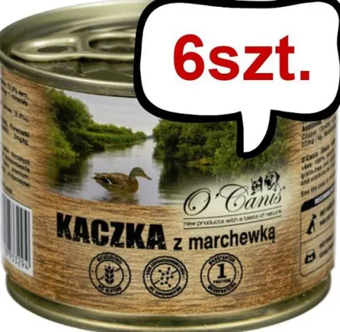 O'Canis Kaczka z marchewką Mokra Karma dla psa op. 200g Pakiet 6szt.