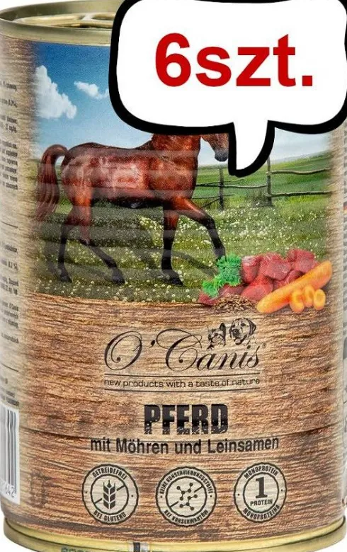 O'Canis Konina z WARZYWAMI i siemieniem lnianym Mokra Karma dla psa op. 400g Pakiet 6szt.