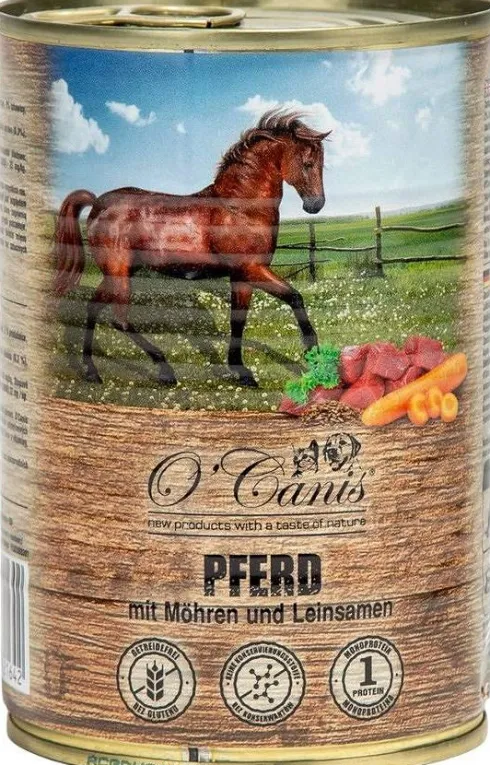 O'Canis Konina z WARZYWAMI i siemieniem lnianym Mokra Karma dla psa op. 400g Pakiet 6szt.
