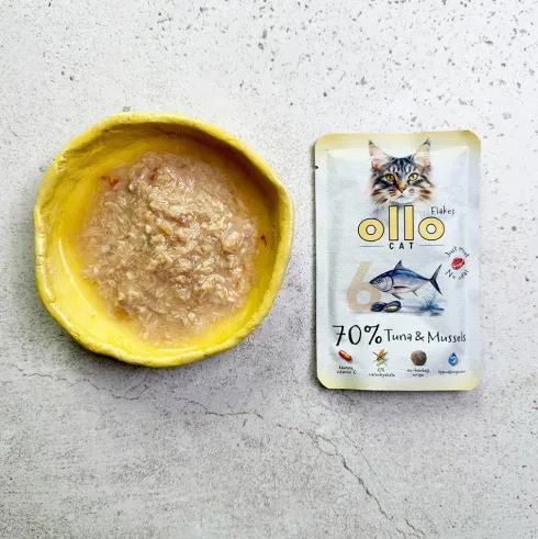 Ollo Cat Nr 6 Tuna&Mussels Mokra Karma dla kota op. 85g Pakiet 12szt.