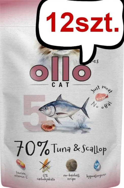 Ollo Cat Nr 5 Tuna&Sallop Mokra Karma dla kota op. 85g Pakiet 12szt.