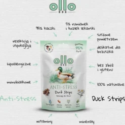 Ollo Przysmaki Air-Dried Anti-Stress Duck Strips dla psa op. 80g