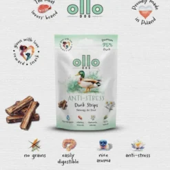 Ollo Przysmaki Air-Dried Anti-Stress Duck Strips dla psa op. 80g