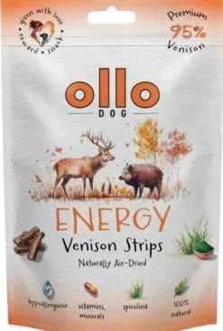 Ollo Przysmaki Air-Dried Energy Venison Strips dla psa op. 80g [Data ważności: 11.2026]