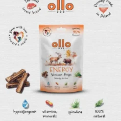 Ollo Przysmaki Air-Dried Energy Venison Strips dla psa op. 80g [Data ważności: 11.2026]