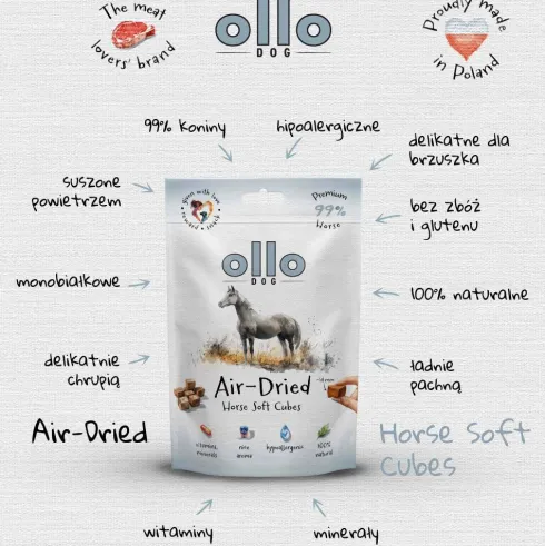 Ollo Przysmaki Air-Dried Horse Soft Cubes dla psa op. 80g
