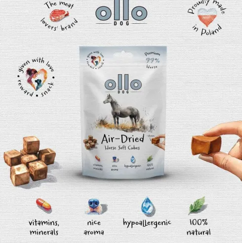Ollo Przysmaki Air-Dried Horse Soft Cubes dla psa op. 80g