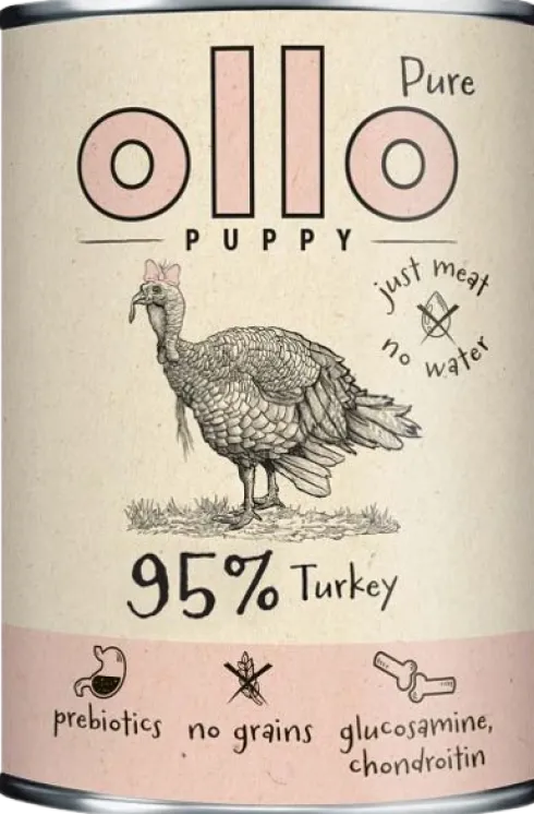 Ollo Puppy Pure Turkey Mokra Karma dla szczeniąt op. 400g Pakiet 8szt.