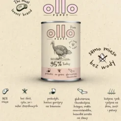Ollo Puppy Pure Turkey Mokra Karma dla szczeniąt op. 400g Pakiet 8szt.