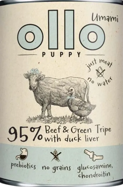 Ollo Puppy Umami Beef&Green Tripe with Duck liver Mokra Karma dla szczeniąt op. 400g