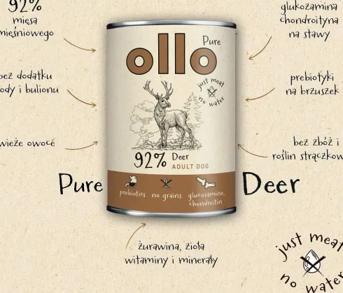 Ollo Pure Deer Mokra Karma dla psa op. 400g