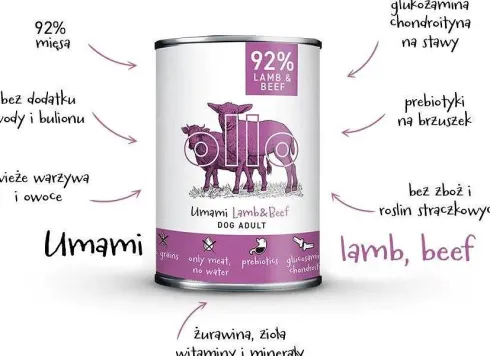 Ollo Umami Lamb&Beef Mokra Karma dla psa op. 400g Pakiet 8szt.