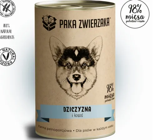 Paka Zwierzaka Dziczyzna i łosoś Mokra karma dla psa op. 400g