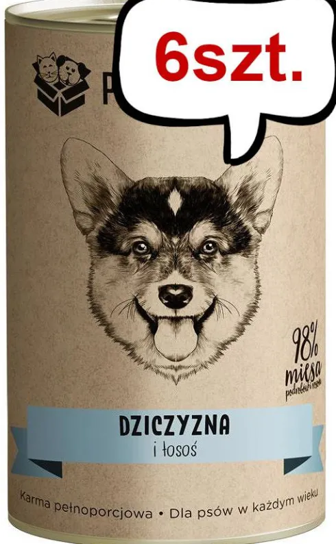 Paka Zwierzaka Dziczyzna i łosoś Mokra karma dla psa op. 400g Pakiet 6szt.