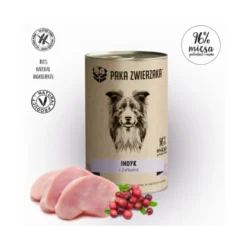 Paka Zwierzaka Indyk i żurawina Mokra karma dla psa op. 400g Pakiet 12szt.+ Worek bawełniany GRATIS