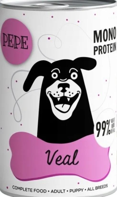 Paka Zwierzaka Pepe Cielęcina Mokra karma dla psa op. 400g Pakiet 6szt.