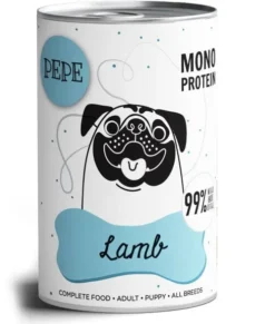 Paka Zwierzaka Pepe Jagnięcina Mokra karma dla psa op. 400g Pakiet 12szt. + Worek bawełniany GRATIS