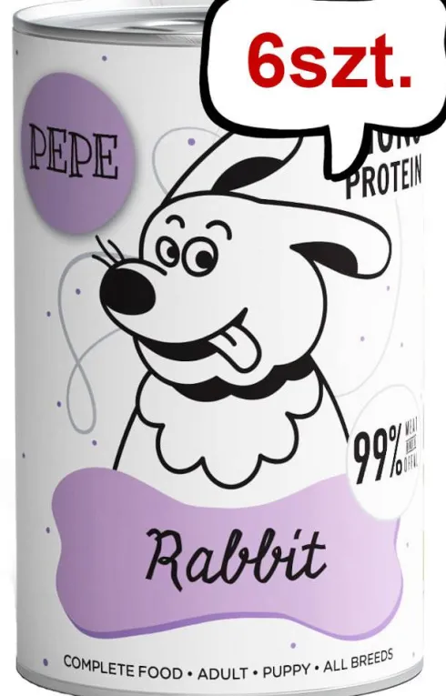 Paka Zwierzaka Pepe Królik Mokra karma dla psa op. 400g Pakiet 12szt. + Worek bawełniany GRATIS