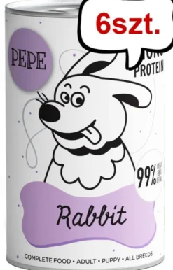 Paka Zwierzaka Pepe Królik Mokra karma dla psa op. 400g Pakiet 6szt.