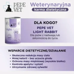 Paka Zwierzaka Pepe Vet Light Rabbit Mokra Karma dla psa op. 400g Pakiet 6szt.