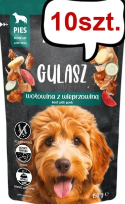 Pan Mięsko Adult Gulasz z wołowiną i wieprzowiną Mokra Karma dla psa op. 150g Pakiet 10szt.