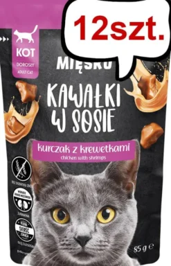 Pan Mięsko Adult Kurczak z krewetkami w sosie Mokra Karma dla kota op. 85g Pakiet 12szt.