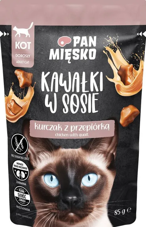 Pan Mięsko Adult Kurczak z przepiórką w sosie Mokra Karma dla kota op. 85g